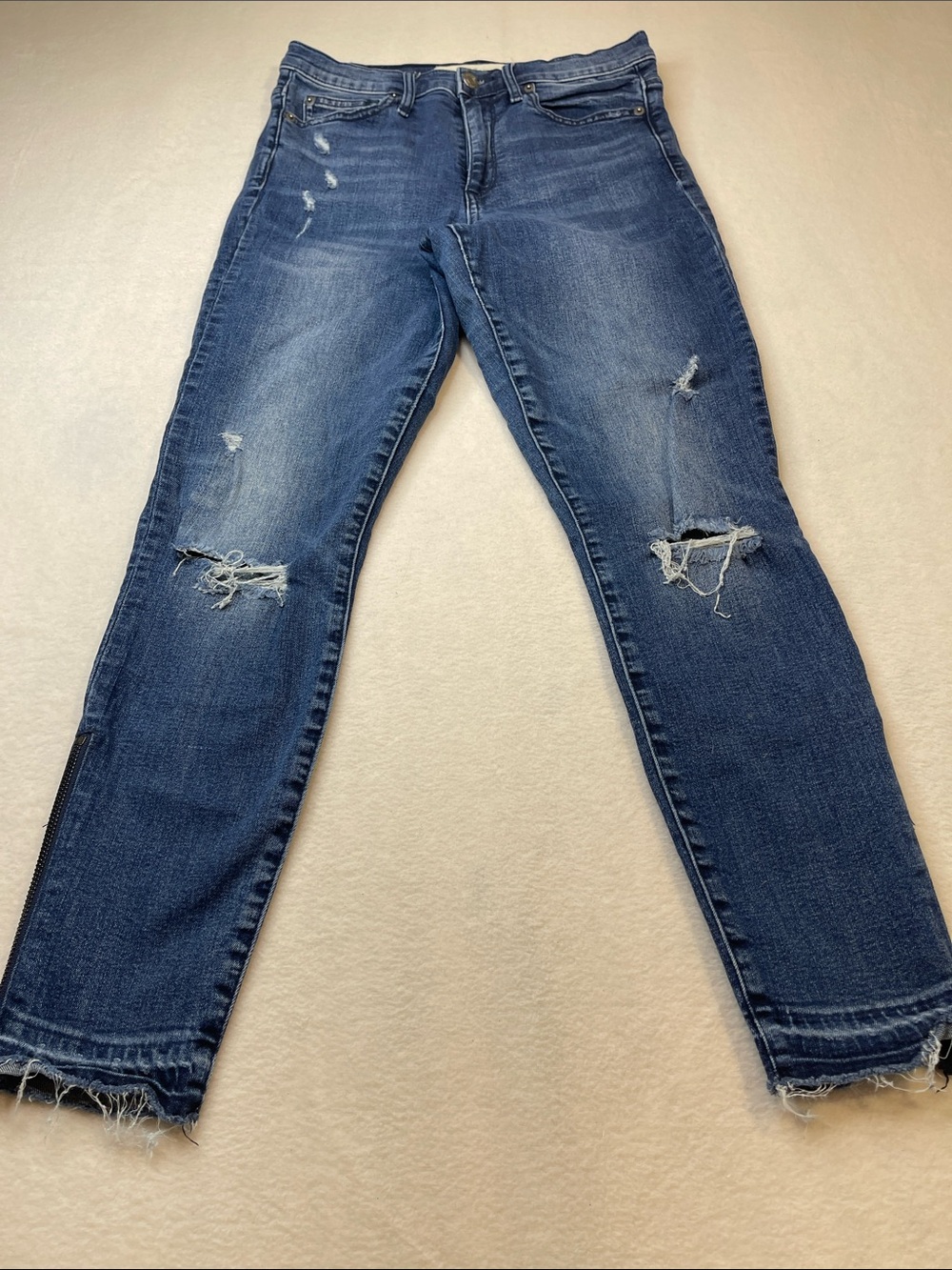 GAP 1969 Distressed Dark Blue Women's TRUE Skinny Jeans SUPER HIGH RISE SIZE 28